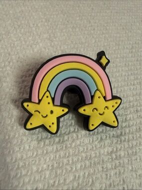 Cute Rainbow & Smiling Stars shoe Charm - Pastel Pink, Yellow, Blue, Lavender